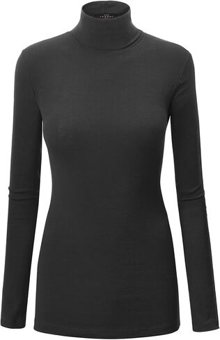 CTC Womens Lightweight Long Sleeve Rib Turtleneck Top Pullover Sweater - Made in USA in Saudi Arabia