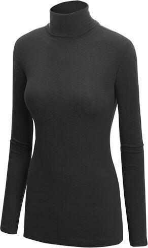 CTC Womens Lightweight Long Sleeve Rib Turtleneck Top Pullover Sweater - Made in USA in Saudi Arabia