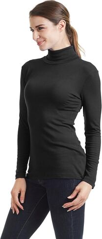 CTC Womens Lightweight Long Sleeve Rib Turtleneck Top Pullover Sweater - Made in USA in Saudi Arabia