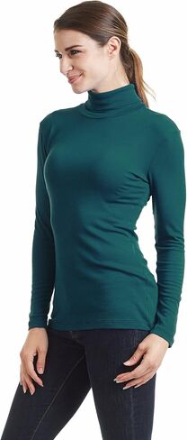 CTC Womens Lightweight Long Sleeve Rib Turtleneck Top Pullover Sweater - Made in USA in Saudi Arabia
