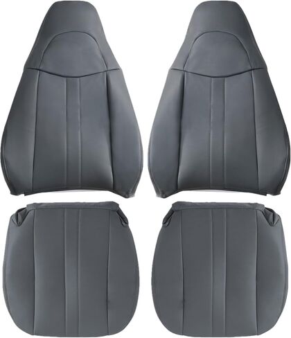 Priprilod Gray Leather Driver and Passenger Bottom & Top Lean Back Replacement Seat Cover Fit for Chevy Express GMC Savana Work Van 1500 2500 3500 2003 2004 2005 2006 2007 2008 2009 2010-2014 in Saudi Arabia