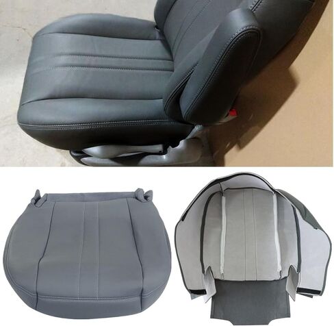 Priprilod Gray Leather Driver and Passenger Bottom & Top Lean Back Replacement Seat Cover Fit for Chevy Express GMC Savana Work Van 1500 2500 3500 2003 2004 2005 2006 2007 2008 2009 2010-2014 in Saudi Arabia