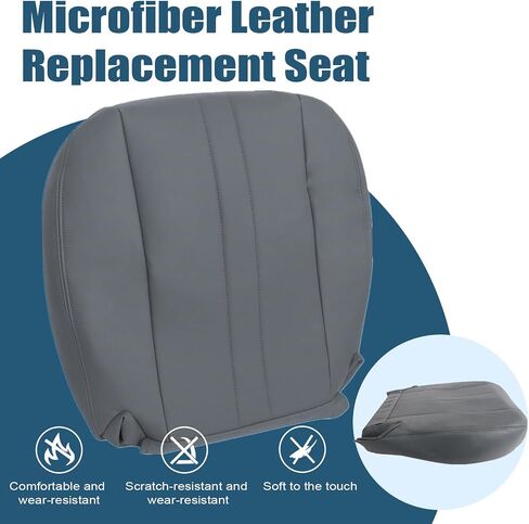 Priprilod Gray Leather Driver and Passenger Bottom & Top Lean Back Replacement Seat Cover Fit for Chevy Express GMC Savana Work Van 1500 2500 3500 2003 2004 2005 2006 2007 2008 2009 2010-2014 in Saudi Arabia