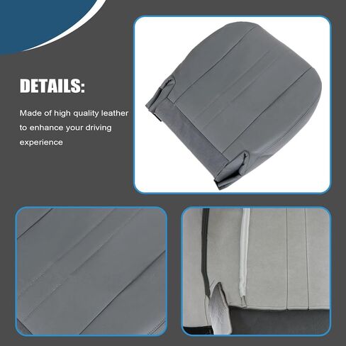 Priprilod Gray Leather Driver and Passenger Bottom & Top Lean Back Replacement Seat Cover Fit for Chevy Express GMC Savana Work Van 1500 2500 3500 2003 2004 2005 2006 2007 2008 2009 2010-2014 in Saudi Arabia