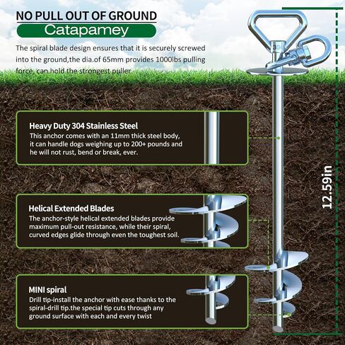 Catapamey Dog Tie Out Cable and Stake,with 30FT Heavy Duty Cable,360° Swivel Dog Run Stake-No Tangle-Runner for Yard,-Suitable for Up to 150 lbs- Idela for Yard Outdoor Camping in Kuwait