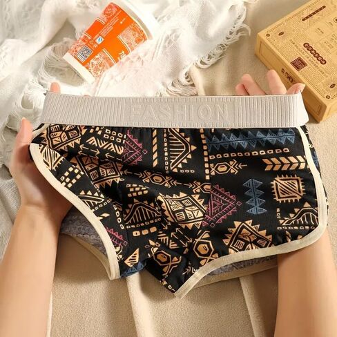 3Pcs Men's UnderwearIce, Boxer Briefs, Breathable Stretchy Underwear, Ethnic Geometric Print, 95% Polyester 5% Elastane, Machine Washable for Running Casual Wear Multi in Saudi Arabia