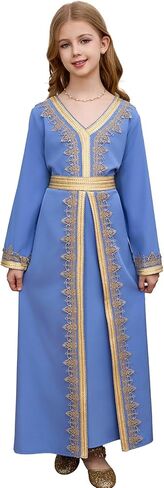 Girls Middle East Prayer Dress Muslim Abaya Hooded Islamic Modest Arabian Dresses Middle Dubai Attire Kaftan in Saudi Arabia