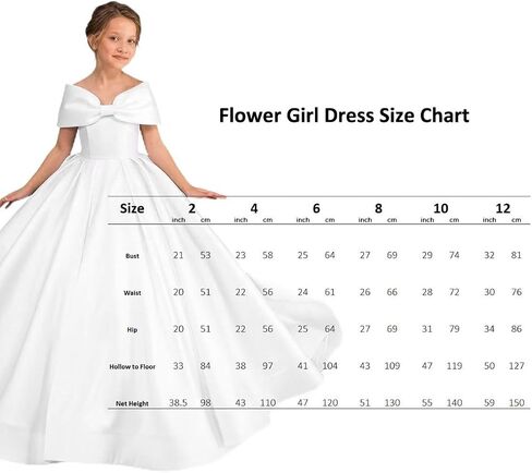 White Off Shoulder Satin Flower Girl Dresses for Weddings First Communion Dress Pageant Gown KT280 in Saudi Arabia