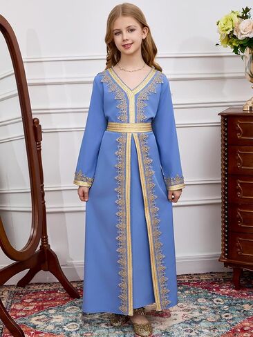 Girls Middle East Prayer Dress Muslim Abaya Hooded Islamic Modest Arabian Dresses Middle Dubai Attire Kaftan in Saudi Arabia
