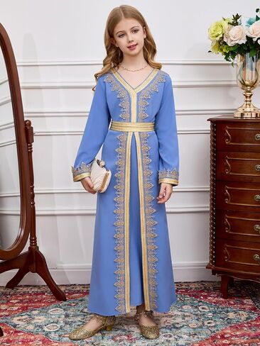 Girls Middle East Prayer Dress Muslim Abaya Hooded Islamic Modest Arabian Dresses Middle Dubai Attire Kaftan in Saudi Arabia