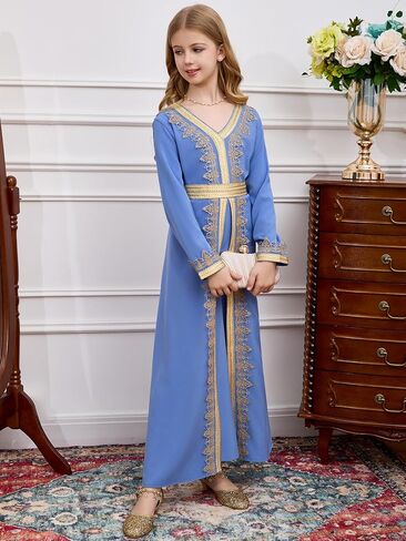 Girls Middle East Prayer Dress Muslim Abaya Hooded Islamic Modest Arabian Dresses Middle Dubai Attire Kaftan in Saudi Arabia
