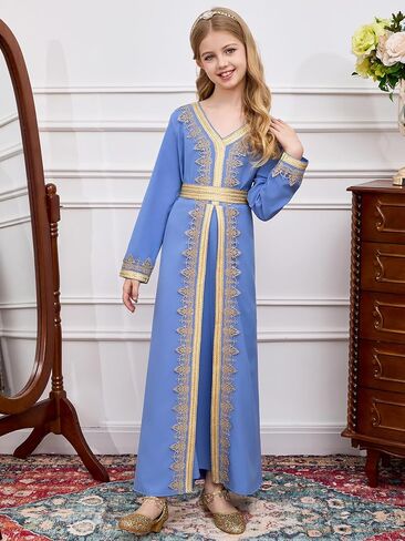 Girls Middle East Prayer Dress Muslim Abaya Hooded Islamic Modest Arabian Dresses Middle Dubai Attire Kaftan in Saudi Arabia