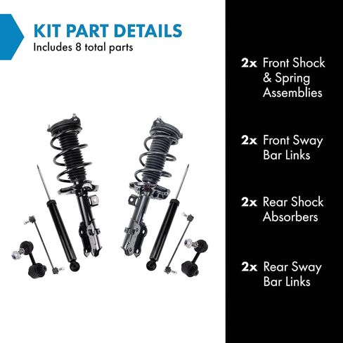 TRQ Front and Rear Suspension Kit Complete Strut & Coil Spring Assembly Shock Absorber Sway Bar Stabilizer Link Compatible with 2013-2022 Buick Encore 2015-2022 Chevrolet Trax in Kuwait