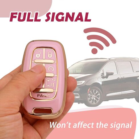غطاء مفتاح Fob لسيارة Chrysler Pacifica، حافظة مفاتيح ناعمة من مادة TPU ذات 7 أزرار لسيارة 2017-2025 Touring، Pinnacle، Limited، Voyager، 2020 Proximity، Smart Remote Keyless 68217832AC، 68217832AB، M3N-97395900 in Saudi Arabia