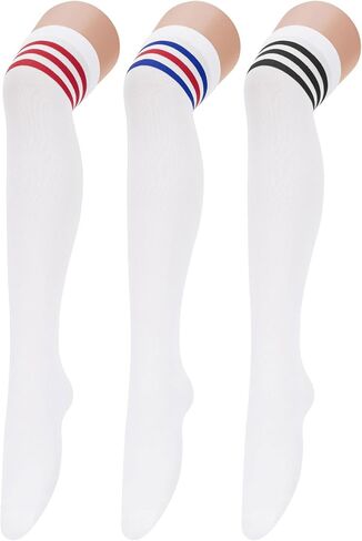 Zando 3 Pairs Womens Thigh High Socks Over the Knee Socks Thigh Highs Stretchable Long Tube Leg Warmers for Daily Wear in Saudi Arabia