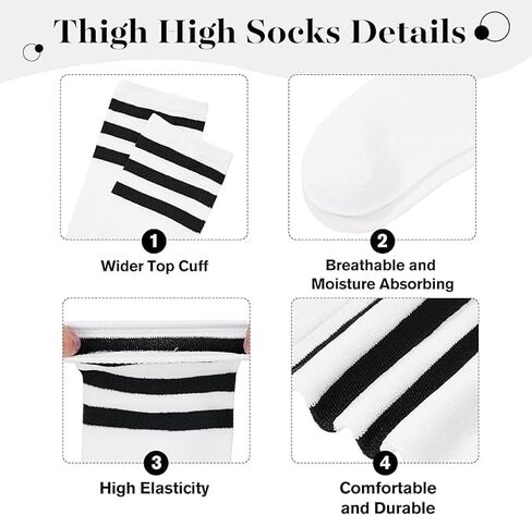 Zando 3 Pairs Womens Thigh High Socks Over the Knee Socks Thigh Highs Stretchable Long Tube Leg Warmers for Daily Wear in Saudi Arabia