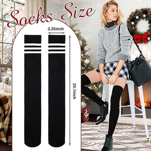 Zando 3 Pairs Womens Thigh High Socks Over the Knee Socks Thigh Highs Stretchable Long Tube Leg Warmers for Daily Wear in Saudi Arabia