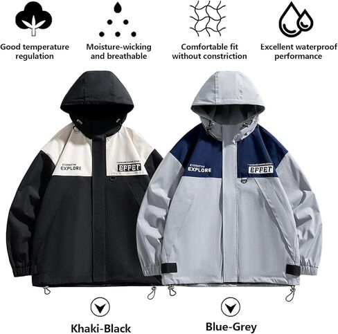 Lightweight Men's Jacket with Hood for Outdoor, Travel, Hiking, Windbreaker, Versatile, Stylish Design, Durable in Kuwait