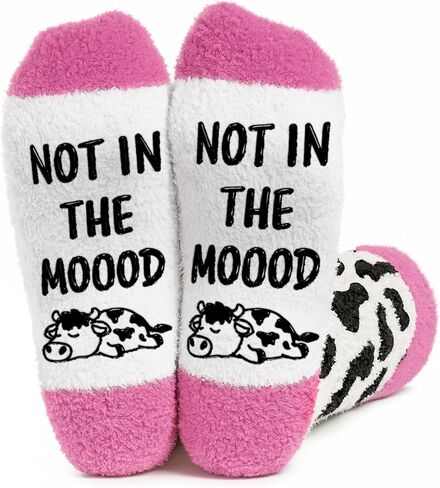 VICRAZY Cow Print Stuff Socks - Fuzzy Socks for Women with Funny cow Print Stuff, Funny Present for Women, Stockings for Cow Lovers Accessories, Christmas Gifts for Her in Kuwait