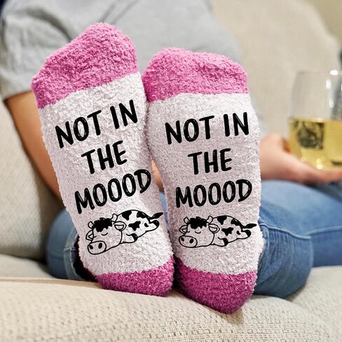 VICRAZY Cow Print Stuff Socks - Fuzzy Socks for Women with Funny cow Print Stuff, Funny Present for Women, Stockings for Cow Lovers Accessories, Christmas Gifts for Her in Kuwait