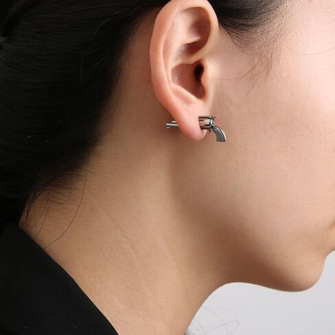 HZMAN Stainless Steel Personality Hip Hop Street Style Gun Stud Earrings for Men Women in Saudi Arabia