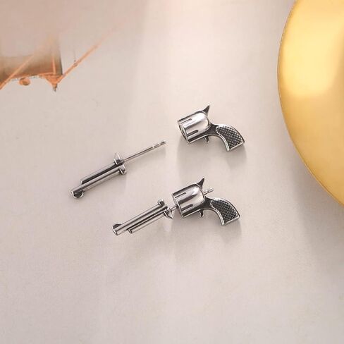 HZMAN Stainless Steel Personality Hip Hop Street Style Gun Stud Earrings for Men Women in Saudi Arabia