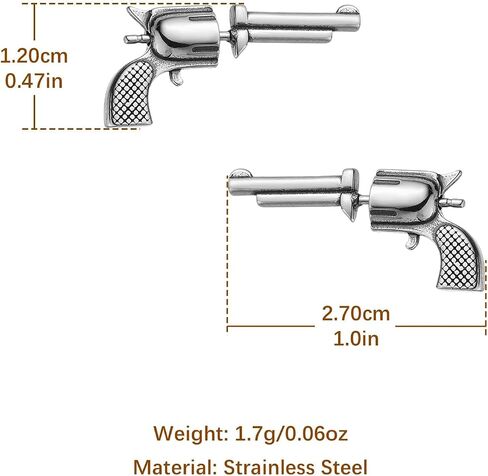 HZMAN Stainless Steel Personality Hip Hop Street Style Gun Stud Earrings for Men Women in Saudi Arabia