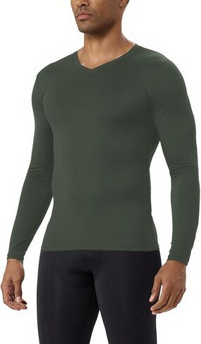 قمصان رجالية مضغوطة برقبة على شكل V وأكمام طويلة للتمرين، قمصان رياضية ذات طبقات أساسية وجافة in Kuwait