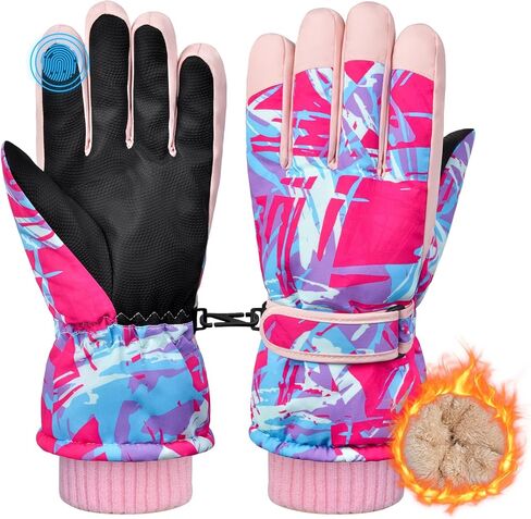 Kids Snow Gloves Ski Winter Gloves for Toddlers Girls Boys, Waterproof Snowboard Gloves with Touchscreen for 8-15 Years Old in Kuwait