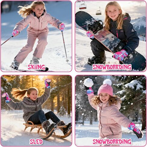 Kids Snow Gloves Ski Winter Gloves for Toddlers Girls Boys, Waterproof Snowboard Gloves with Touchscreen for 8-15 Years Old in Kuwait