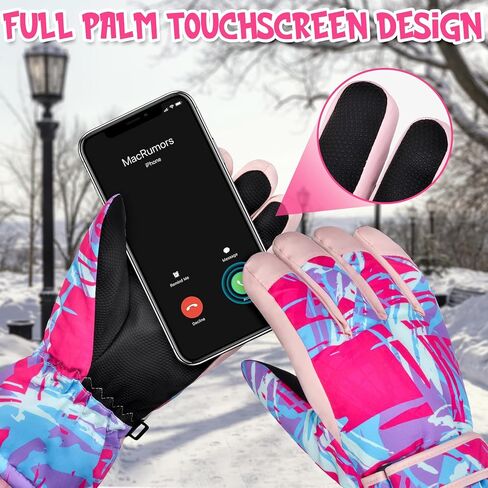 Kids Snow Gloves Ski Winter Gloves for Toddlers Girls Boys, Waterproof Snowboard Gloves with Touchscreen for 8-15 Years Old in Kuwait