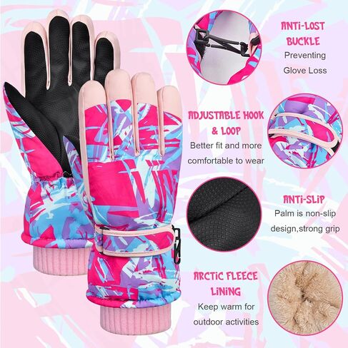 Kids Snow Gloves Ski Winter Gloves for Toddlers Girls Boys, Waterproof Snowboard Gloves with Touchscreen for 8-15 Years Old in Kuwait
