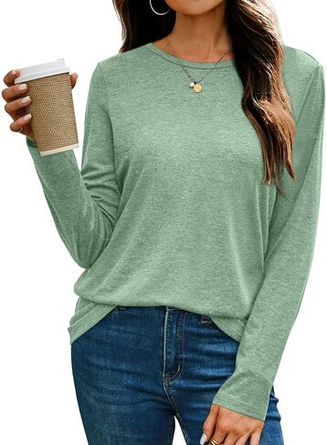 OFEEFAN Womens 3 Packs Long Sleeve Crew Neck Shirts Fall Tops Clothes Outfits 2024 Basic Tee in Kuwait