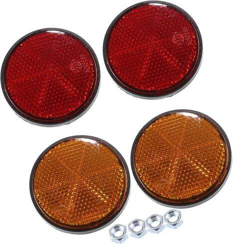 4 Pcs M6x1.0 Orange Red Plastic Universal Round Screw Mount Reflective Warning Reflector with Nut for Motorcycle Bike Replacement Car Parts in Saudi Arabia