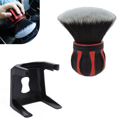Car Detailing Brush, Ultra Soft Tire Shine Brush with Storage Rack, Interior Cleaning Tool, Universal Beauty Tools for Most Cars (Red) in Saudi Arabia