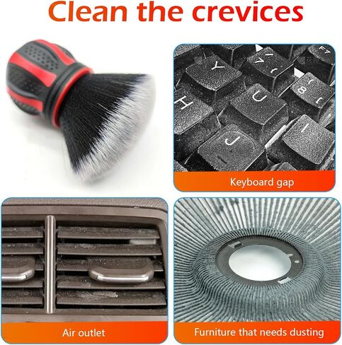 Car Detailing Brush, Ultra Soft Tire Shine Brush with Storage Rack, Interior Cleaning Tool, Universal Beauty Tools for Most Cars (Red) in Saudi Arabia