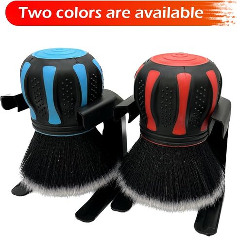 Car Detailing Brush, Ultra Soft Tire Shine Brush with Storage Rack, Interior Cleaning Tool, Universal Beauty Tools for Most Cars (Red) in Saudi Arabia