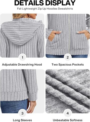 VIISHOW Womens Fall Lightweight Zip Up Hoodies Sweatshirts Comfy Loose Long Sleeve Sweatshirt Solid Color Jacket with Pockets in Saudi Arabia