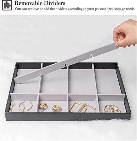 ProCase Stackable Large Jewelry Drawer Organizer, 3 Pack Velvet Jewelry Organizer Tray with Removable Dividers for Earring Necklace Bracelet -Beige in Saudi Arabia