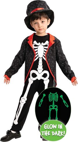 إبداعات Spooktacular تتوهج في زي الهيكل العظمي الداكن للأطفال الصغار، زي هيكل عظمي للأطفال في عيد الهالوين للأطفال in Saudi Arabia