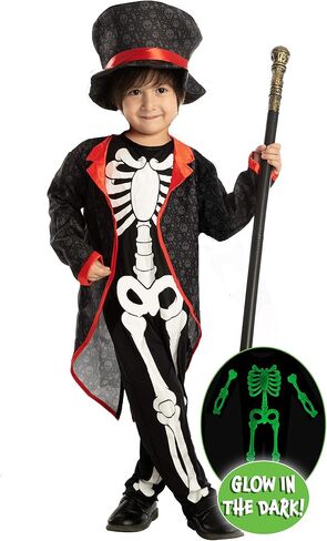 إبداعات Spooktacular تتوهج في زي الهيكل العظمي الداكن للأطفال الصغار، زي هيكل عظمي للأطفال في عيد الهالوين للأطفال in Saudi Arabia