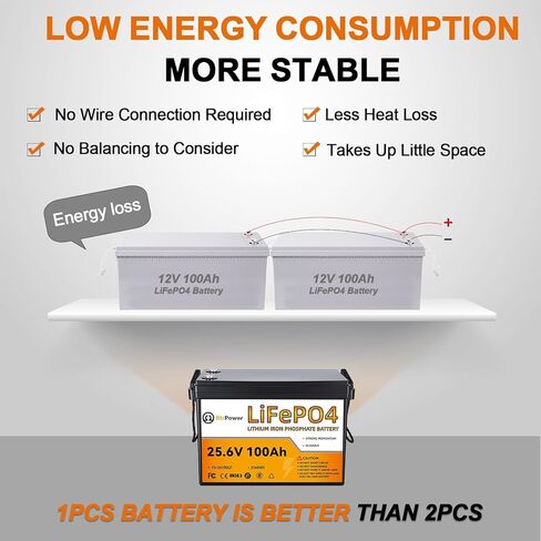 بطارية BtrPower 12V 100Ah Mini LiFePO4 ذات حجم صغير وخفيف الوزن، مدمجة 100A BMS وخلايا من الدرجة A، ما يصل إلى 15000 دورة وعمر 10 سنوات للمركبات الترفيهية والطاقة الشمسية ومحرك التصيد والتخييم. in Kuwait