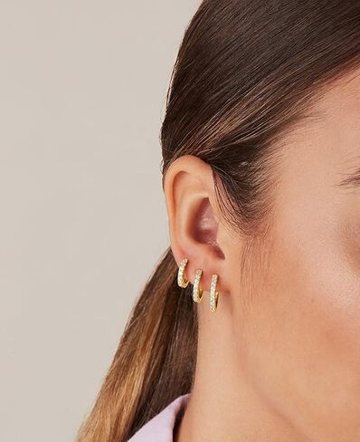 6 Pairs 925 Sterling Silver Women'S Small Hoop Earrings, 14k Real Gold Hypoallergenic Small Cubic Zirconia Cartilage Huggie Earring Set For Many Piercings Fashion Jewelry 8/10/12mm in Saudi Arabia