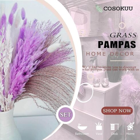 Pampas Grass Dried Flowers for Vase, Burnt Orange Pampas Grass Boho Home Decor, Wedding Decorations (Mixed Burnt Orange) in Kuwait