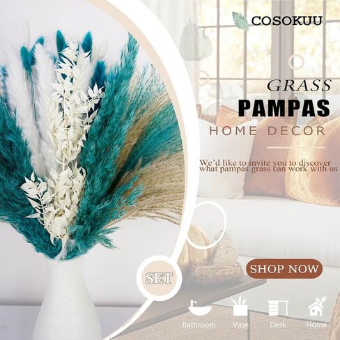 Pampas Grass Dried Flowers for Vase, Burnt Orange Pampas Grass Boho Home Decor, Wedding Decorations (Mixed Burnt Orange) in Kuwait