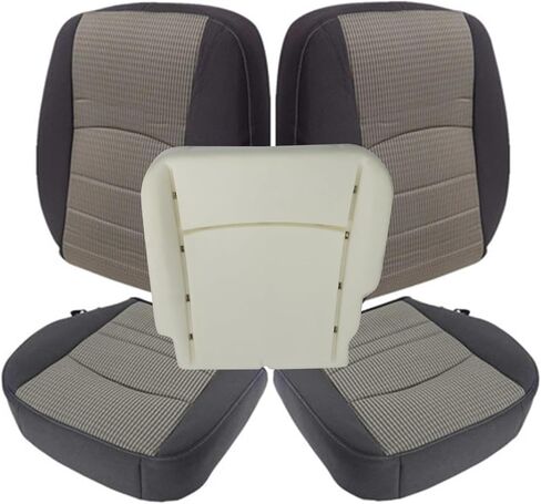 NLQR Front Both Sides Bottom & Back Replacement Seat Covers & Driver Bottom Foam Cushion Compatible with Dodge Ram 1500 2500 3500 4500 5500 2009 2010 2011 2012 in Saudi Arabia