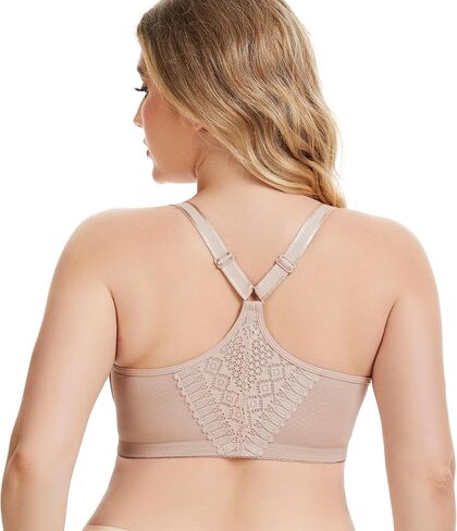 حمالة صدر بإغلاق أمامي بمقاس إضافي من Racerback للنساء، غير مبطنة، وحزام عريض in Saudi Arabia