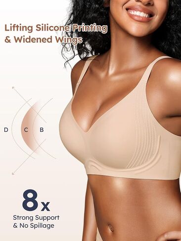 حمالات صدر جيلي لاسلكية للنساء - S-3XL حمالة صدر بدون خياطة بدون أسلاك داخلية تغطية كاملة داعمة ومريحة تي شيرت Bralette in Kuwait
