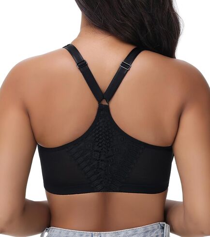 Plus Size Racerback Front Closure Bra for Women Unlined Underwire Wide Strap in Saudi Arabia