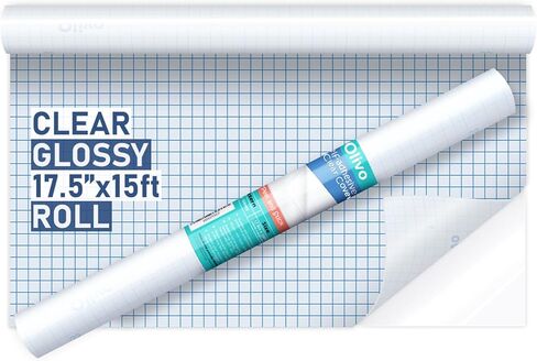 لفة ورق لاصقة شفافة من Olivo لمصنوعات الكتب، 17.5 بوصة × 5 قدم قابلة للتقشير واللصق، بطانة حماية ورقية لغطاء الكتاب in Kuwait